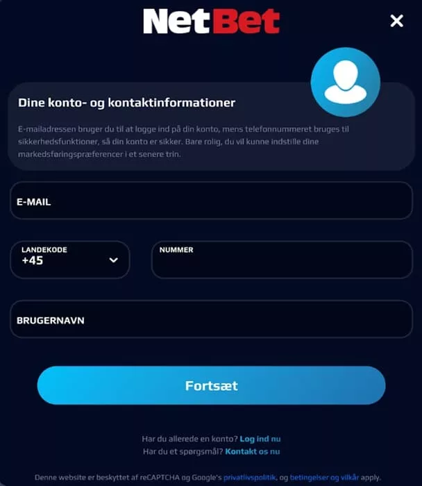 NetBet Danmark Registrering 