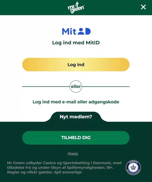 Mr Green casino opret konto